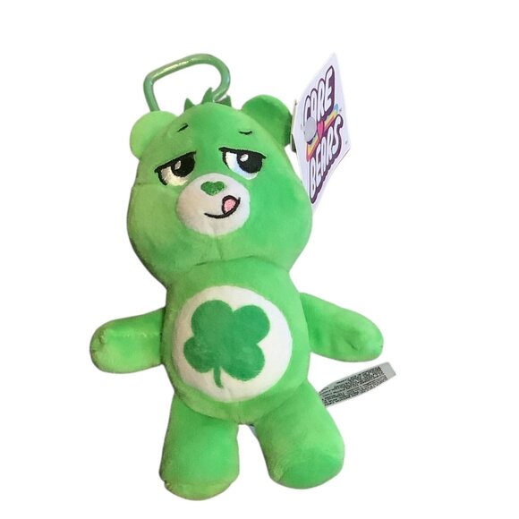 Care Bears Good Luck Bear One Lucky Bear 6" Plush Clip-On Keychain Basic Fun NEW - Picture 1 of 7